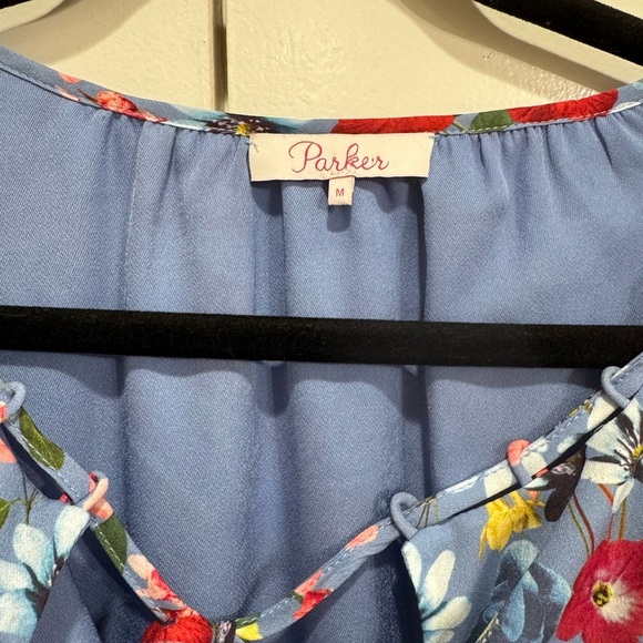 Parker Floral Smocked Long Sleeve Mini Dress  Size Medium - Picture 4 of 5